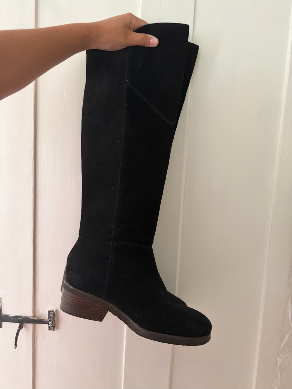 Lucky Brand Black Suede Knee-High Women's Boots